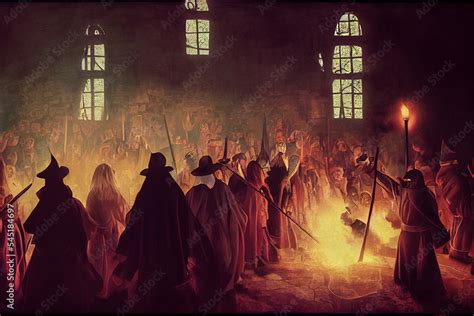 burning witches at the stake|Salem witch trials .